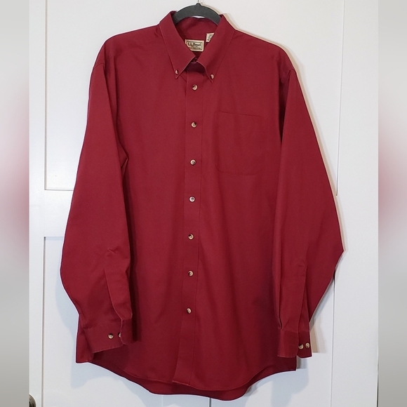 L.L  Bean Size Large Tall Button Down Long Sleeve Shirt Cranberry Red Co… - Picture 1 of 12